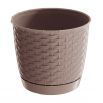 Doniczka okrągła + podstawka Ratolla - 14,5 cm - mocca