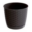 Doniczka okrągła + podstawka Ratolla - 19 cm - umbra, ciemny brąz