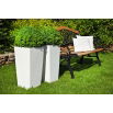Doniczka kwadratowa wysoka Finezja + wkład - 30 cm - rattan biała