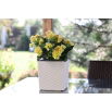 Doniczka kwadratowa Juka - 25 cm - rattan biała