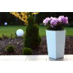 Doniczka kwadratowa wysoka Finezja + wkład - 40 cm - rattan biała