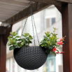 Doniczka wisząca - śr. 35 cm - rattanowa - antracyt