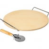 Okrągły kamień do pizzy z uchwytem i nożykiem - 33 cm