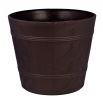 Osłonka drewnopodobna okrągła Elba + podstawka - 22 cm - brązowa