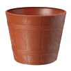 Osłonka drewnopodobna okrągła Elba + podstawka - 22 cm - terakota