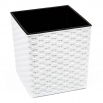 Doniczka kwadratowa Juka - 25 cm - rattan biała