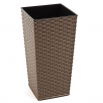 Doniczka kwadratowa wysoka Finezja + wkład - 25 cm - rattan frappe
