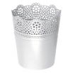 Doniczka z koronkowym wykończeniem, ażurowa Lace - 11 cm - biała