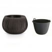 Doniczka okrągła + wkład Beton Bowl - 14,4 cm - czarny beton