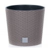 Doniczka okrągła + wkład + system nawadniający - Rato round - 25 cm - mocca