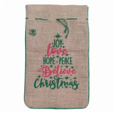Worek jutowy na prezenty z motywem świątecznym - 82 x 51 cm