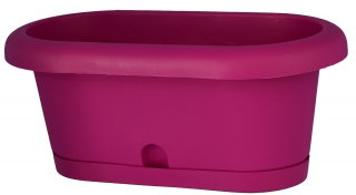 Skrzynka balkonowa Lotos z koszem metalowym + podstawka - 40 cm - jagodowa