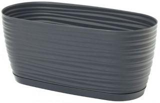 Doniczka podłużna + podstawka Sahara petit - 27 x 13 cm - antracyt