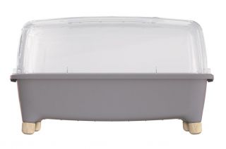 Domowy ogród z drewnianym akcentem z pokrywą - Szklarenka domowa Respana Planter - 77 cm - kamienny szary
