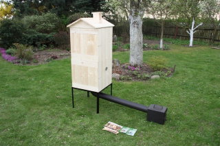 Wędzarnia ogrodowa drewniana - dwukomorowa - 50 x 50 x 100 cm - surowa - ZESTAW