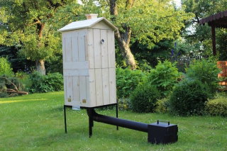 Wędzarnia ogrodowa drewniana - dwukomorowa - 50 x 50 x 140 cm - surowa - ZESTAW