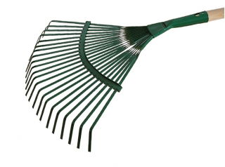 Grabie do liści z taśmy z trzonkiem drewnianym 130 cm