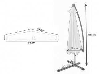 Parasol ogrodowy - Banana - beżowy - śr. 300 cm + pokrowiec GRATIS