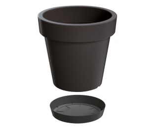 Lekka doniczka okrągła + podstawka Lofly - 13,5 cm - antracyt