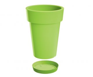Lekka doniczka okrągła wysoka + podstawka Lofly Slim - 20 cm - limonka