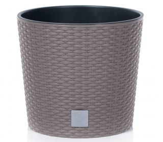 Doniczka okrągła + wkład + system nawadniający - Rato round - 25 cm - mocca