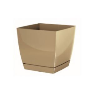 Doniczka kwadratowa + podstawka Coubi - 21 cm - kawa z mlekiem