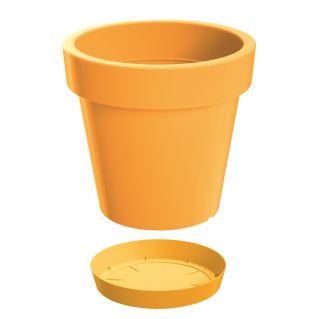 Lekka doniczka okrągła + podstawka Lofly - 13,5 cm - żółty indyjski