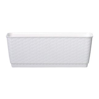Doniczka podłużna + podstawka Ratolla - 29 x 12 cm - biała