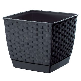 Doniczka kwadratowa + podstawka Ratolla - 18 cm - antracyt