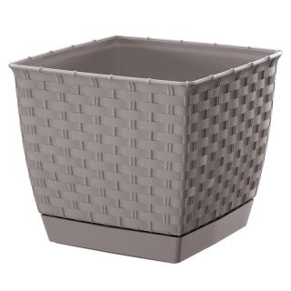 Doniczka kwadratowa + podstawka Ratolla - 24 cm - mocca
