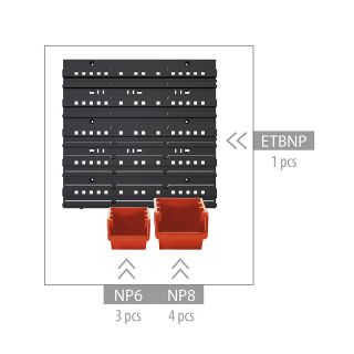 Zestaw kuwet, pojemników na narzędzia - 7 kuwet + tablica - NTBNP5