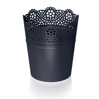 Osłonka z koronkowym wykończeniem, ażurowa Lace - 13,5 cm - antracyt