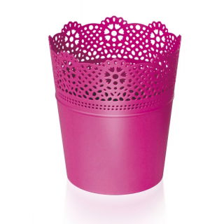 Osłonka z koronkowym wykończeniem, ażurowa Lace - 13,5 cm - fuksja
