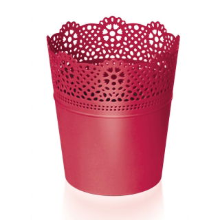 Osłonka z koronkowym wykończeniem, ażurowa Lace - 16 cm - malina