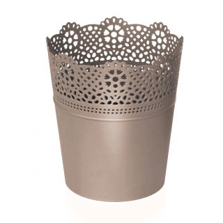 Osłonka z koronkowym wykończeniem, ażurowa Lace - 16 cm - mocca