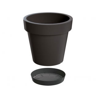 Lekka doniczka okrągła + podstawka Lofly - 20 cm - antracyt