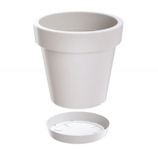 Lekka doniczka okrągła + podstawka Lofly - 20 cm - biała