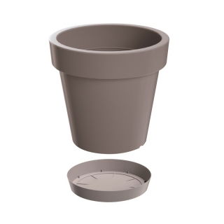 Lekka doniczka okrągła + podstawka Lofly - 20 cm - kamienny szary