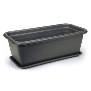 Skrzynka do uprawy kwiatów + podstawka Lamela - 40 cm - antracyt