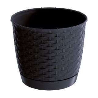 Doniczka okrągła + podstawka Ratolla - 22 cm - antracyt