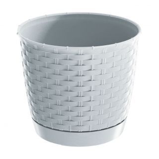 Doniczka okrągła + podstawka Ratolla - 22 cm - biała