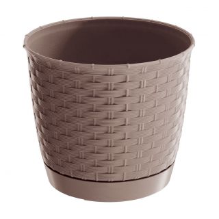 Doniczka okrągła + podstawka Ratolla - 22 cm - mocca