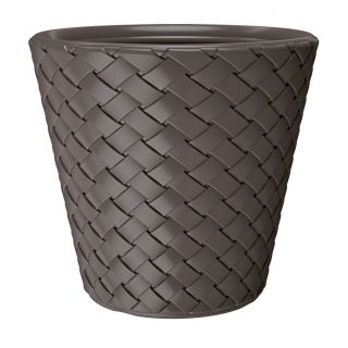 Doniczka okrągła Matuba - lekka i ozdobna - 35 cm - umbra, ciemny brąz