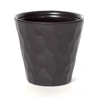 Doniczka okrągła Rocka - lekka i ozdobna - 30 cm - umbra, ciemny brąz