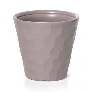 Doniczka okrągła Rocka - lekka i ozdobna - 35 cm - mocca