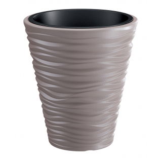 Doniczka okrągła Sand - lekka i ozdobna - 34,5 cm - mocca