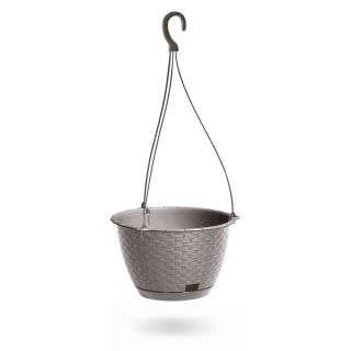 Doniczka wisząca okrągła + podstawka Ratolla - 22 cm - mocca