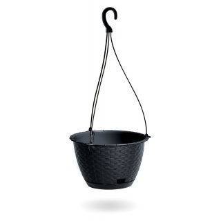 Doniczka wisząca okrągła + podstawka Ratolla - 22 cm - antracyt