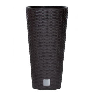 Doniczka okrągła wysoka + wkład - Rato tubus - 20 cm - umbra, ciemny brąz