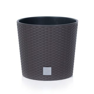 Doniczka okrągła + wkład Rato round - 20 cm - umbra, ciemny brąz